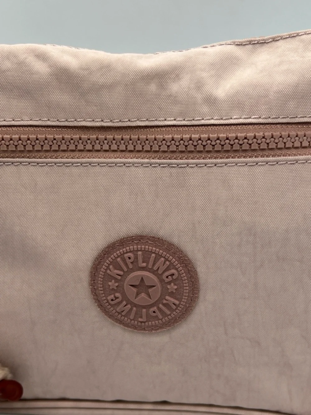 Kipling Soft Blush Pink Crossbody Bag with Monkey Charm